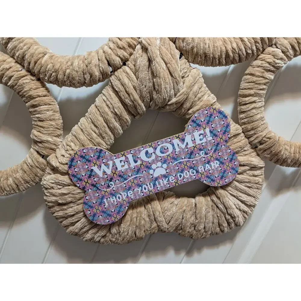 Dog Paw Welcome Front Door Wreath Animal Print Pet Lover Wall Decor 26